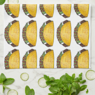 Mexican Food Foodie Taco Tacos Print Kitchen Towel