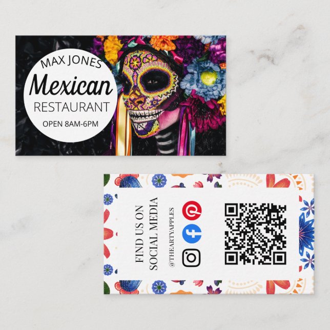 Mexican food fruit deli market craft day of dead b business card (Front/Back)