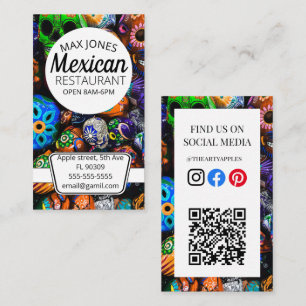 Mexican food fruit deli market craft day of dead business card