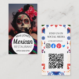 Mexican food fruit deli market craft day of dead business card