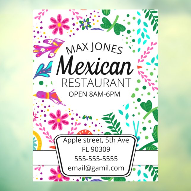 Mexican food fruit deli market fold craft business window cling (Sheet 3)