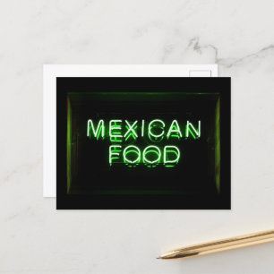 MEXICAN FOOD - Green Neon Sign Postcard
