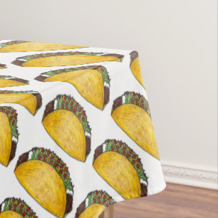 Mexican Food Hard Shell Taco Tacos Print Decor Tablecloth