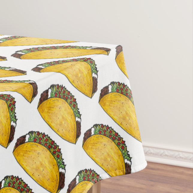 Mexican Food Hard Shell Taco Tacos Print Decor Tablecloth (In Situ)