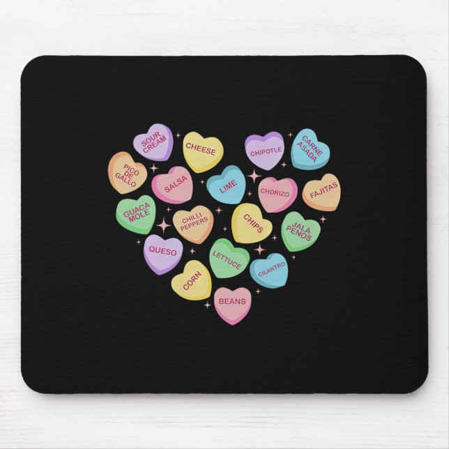 Mexican Food Heart Conversation Nachos Tacos Valen Mouse Mat (Front)