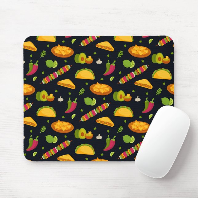 Mexican Food Pattern Mexican Foodie Cute Summer Mouse Mat (With Mouse)