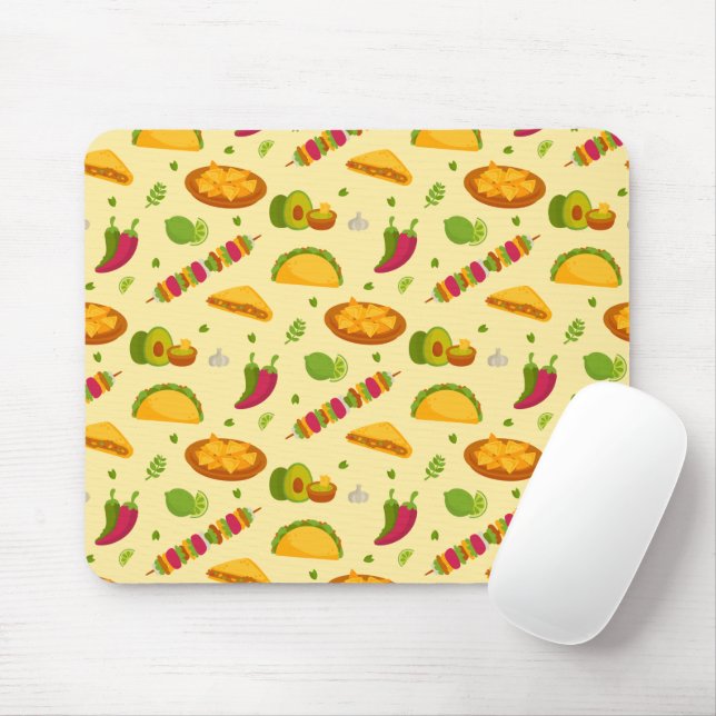 Mexican Food Pattern Tacos Nachos Cute Summer Mouse Mat (With Mouse)