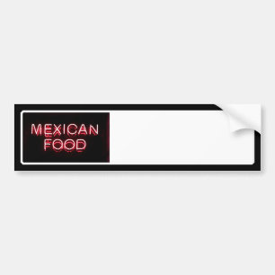 MEXICAN FOOD - Red Neon Sign Bumper Sticker