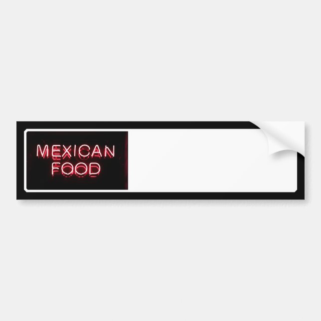 MEXICAN FOOD - Red Neon Sign Bumper Sticker (Front)