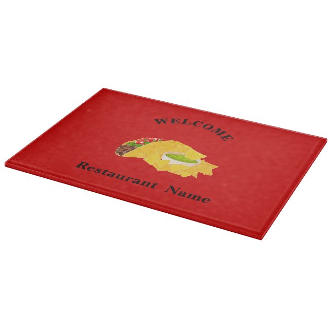 Mexican food restaurant welcome tacos Personalised Cutting Board (Corner)