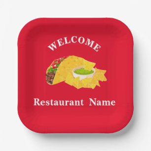 Mexican food restaurant welcome tacos Personalised Paper Plate