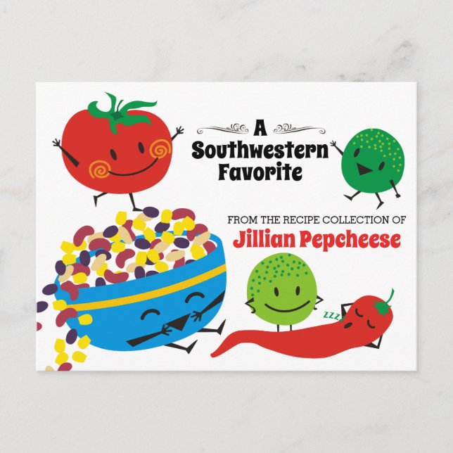 Mexican food salsa cooking cookbook recipe card (Front)