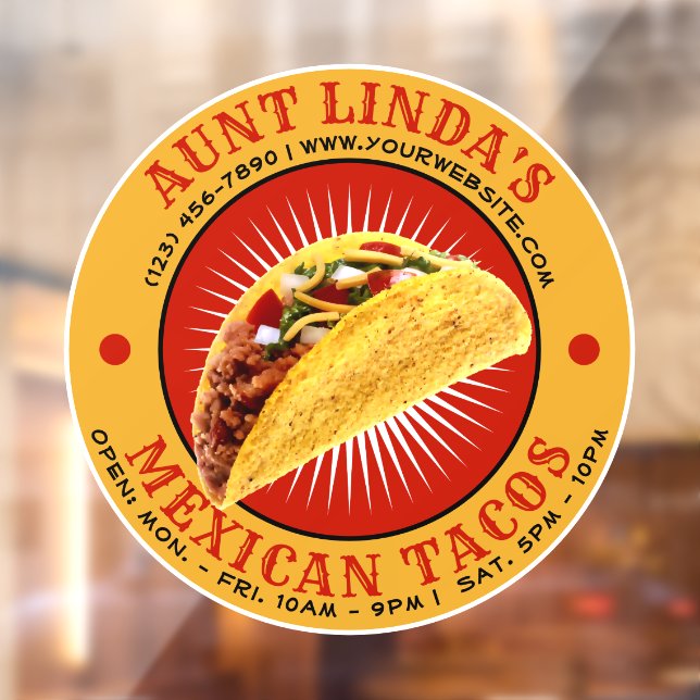 Mexican Food Taco Template Window Cling (Sheet 2)