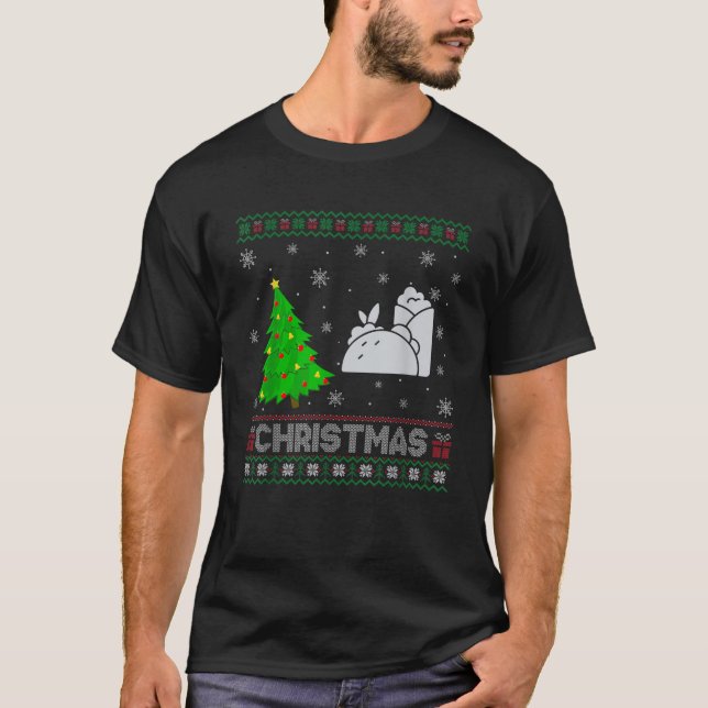 Mexican Food Xmas Tree Lighting Ugly Christmas Swe T-Shirt (Front)