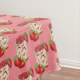 Mexican Fresas Con Crema Strawberries and Cream Tablecloth