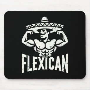 Mexican Funny Flexican Bodybuilding Flexing Muscle Mouse Mat