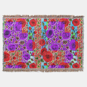 Mexican Garden Party Nouveau Floral Throw Blanket