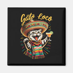 Mexican Gato Loco Sombrero Cat Cinco De Mayo Funny Magnet