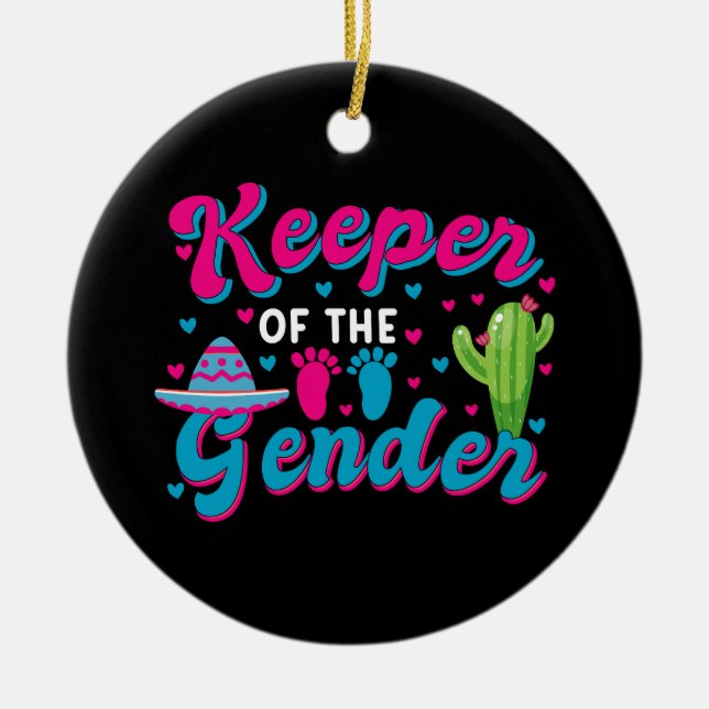 Mexican Gender Reveal Cinco de Mayo Baby Shower  Ceramic Tree Decoration (Front)