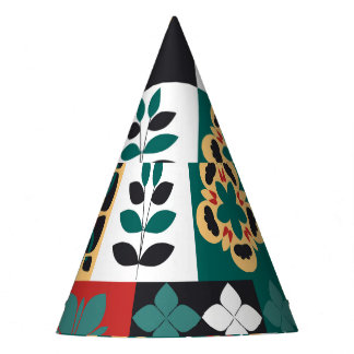 Mexican Geometric: Red Green Ornament. Party Hat