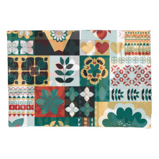 Mexican Geometric: Red Green Ornament. Pillowcase