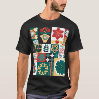 Mexican Geometric: Red Green Ornament. T-Shirt