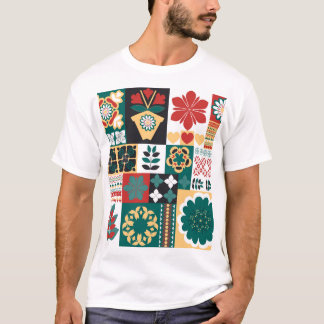 Mexican Geometric: Red Green Ornament. T-Shirt