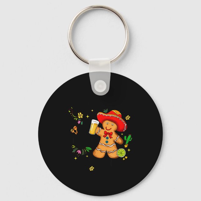 Mexican Gingerbread Christmas Arriba Abajo Al Cent Key Ring (Front)