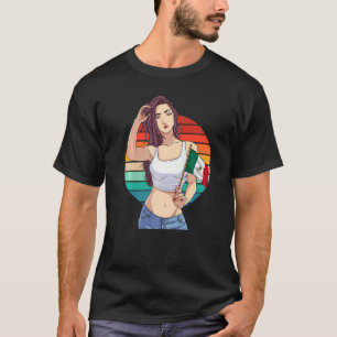 Mexican Girl Mexicana Latino Pride Mexico Flag Vin T-Shirt