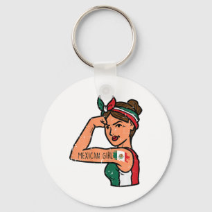 Mexican Girl Mujer Rosie Riveter Cinco De Mayo Fie Key Ring