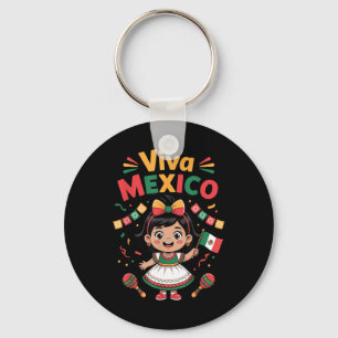 Mexican Girl Viva Mexico Shirt Mexican Flag Key Ring