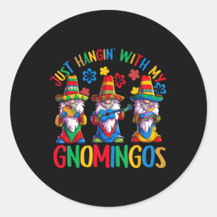 Mexican Gnome Sombrero Gnomingos 3 Gnomes Cinco De Classic Round Sticker