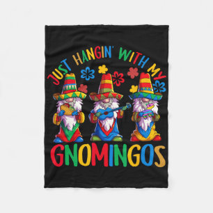 Mexican Gnome Sombrero Gnomingos 3 Gnomes Cinco De Fleece Blanket