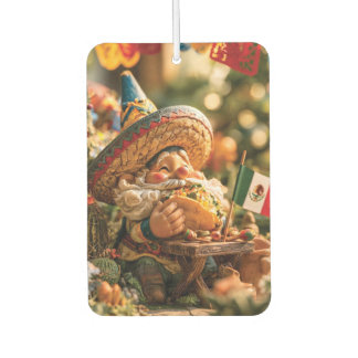 Mexican Gnome Wearing A Sombrero Eating A Taco  Car Air Freshener