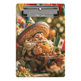 Mexican Gnome Wearing A Sombrero Eating A Taco  Mini Clipboard
