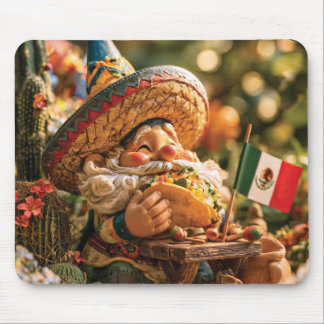 Mexican Gnome Wearing A Sombrero Eating A Taco  Mouse Mat