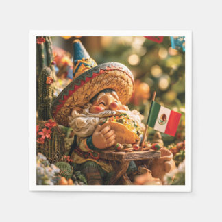 Mexican Gnome Wearing A Sombrero Eating A Taco  Napkin
