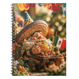 Mexican Gnome Wearing A Sombrero Eating A Taco  Notebook