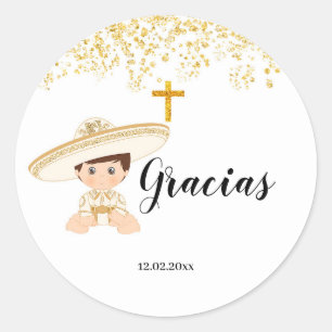 Mexican Gold Charro Baptism Sticker