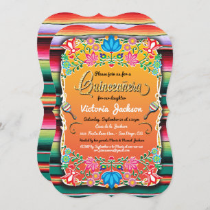 Mexican Gold Fiesta Quinceañera Inviations Invitation