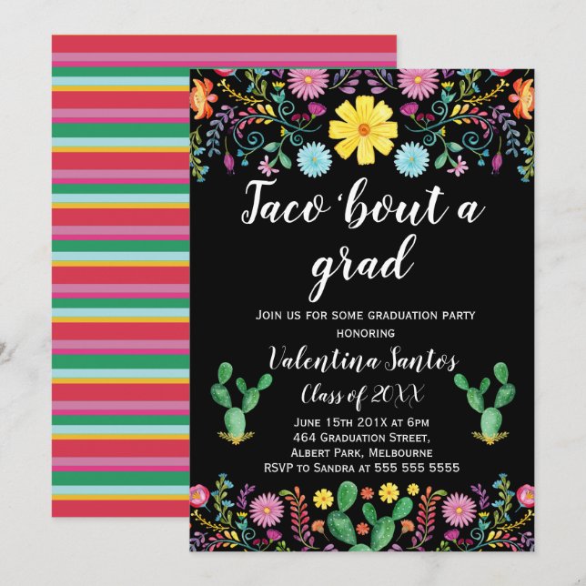 Mexican Grad or Graduation Party Invitation (Front/Back)