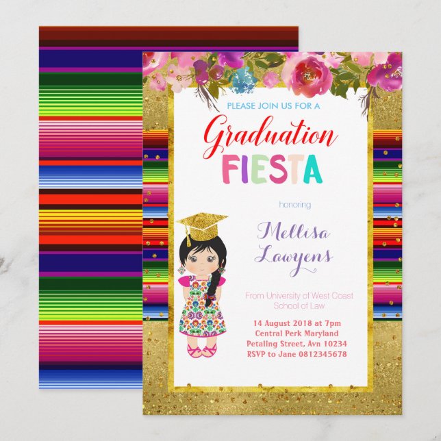 Mexican Graduation Party Fiesta Invitation (Front/Back)