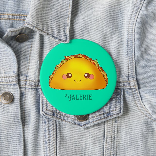  Mexican Ground Beef Hard Shell Taco 10 Cm Round Badge (In Situ)