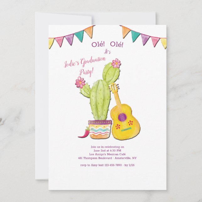 Mexican Guitar Graduation Party Invitation (Front)