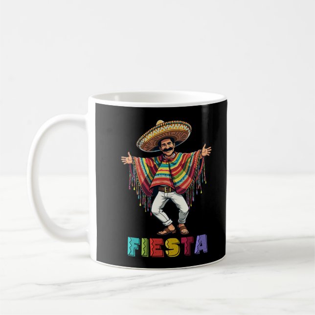 Mexican Guy In Poncho Dancing Fiesta Cinco de Mayo Coffee Mug (Left)