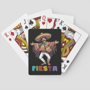 Mexican Guy In Poncho Dancing Fiesta Cinco de Mayo Playing Cards
