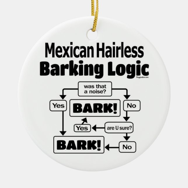 Mexican Hairless Barking Logic Ceramic Tree Decoration (Front)