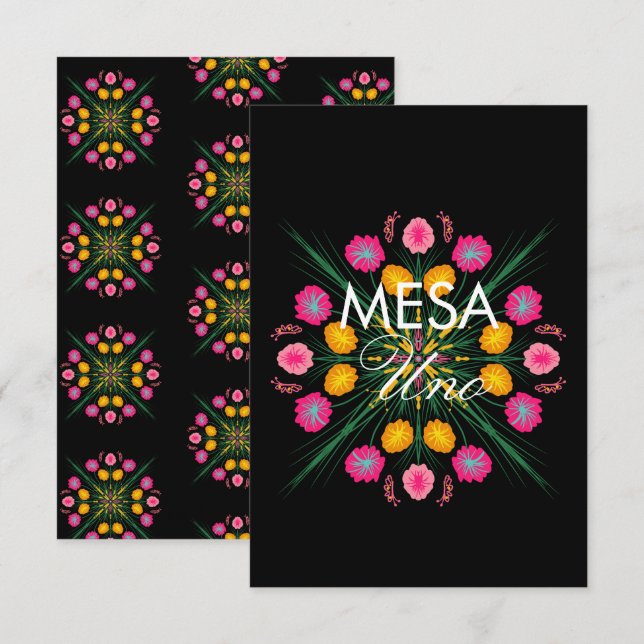 Mexican Hand Drawn Floral Spanish Table Numbers (Front/Back)