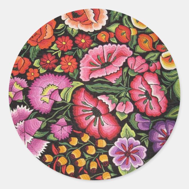 Mexican Hand Embroidery Flowers Envelope 20 Seals (Front)