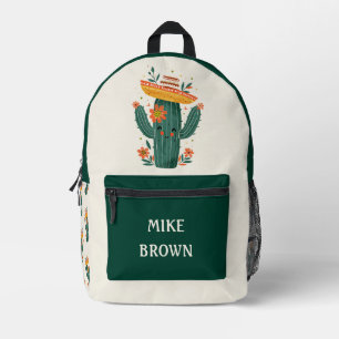 Mexican Hat Cute Desert Cactus with Name Printed Backpack